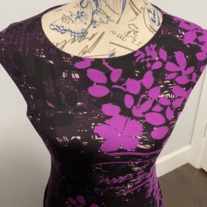 WISP stitch fix figure hugging tressa ponte purple floral print dress